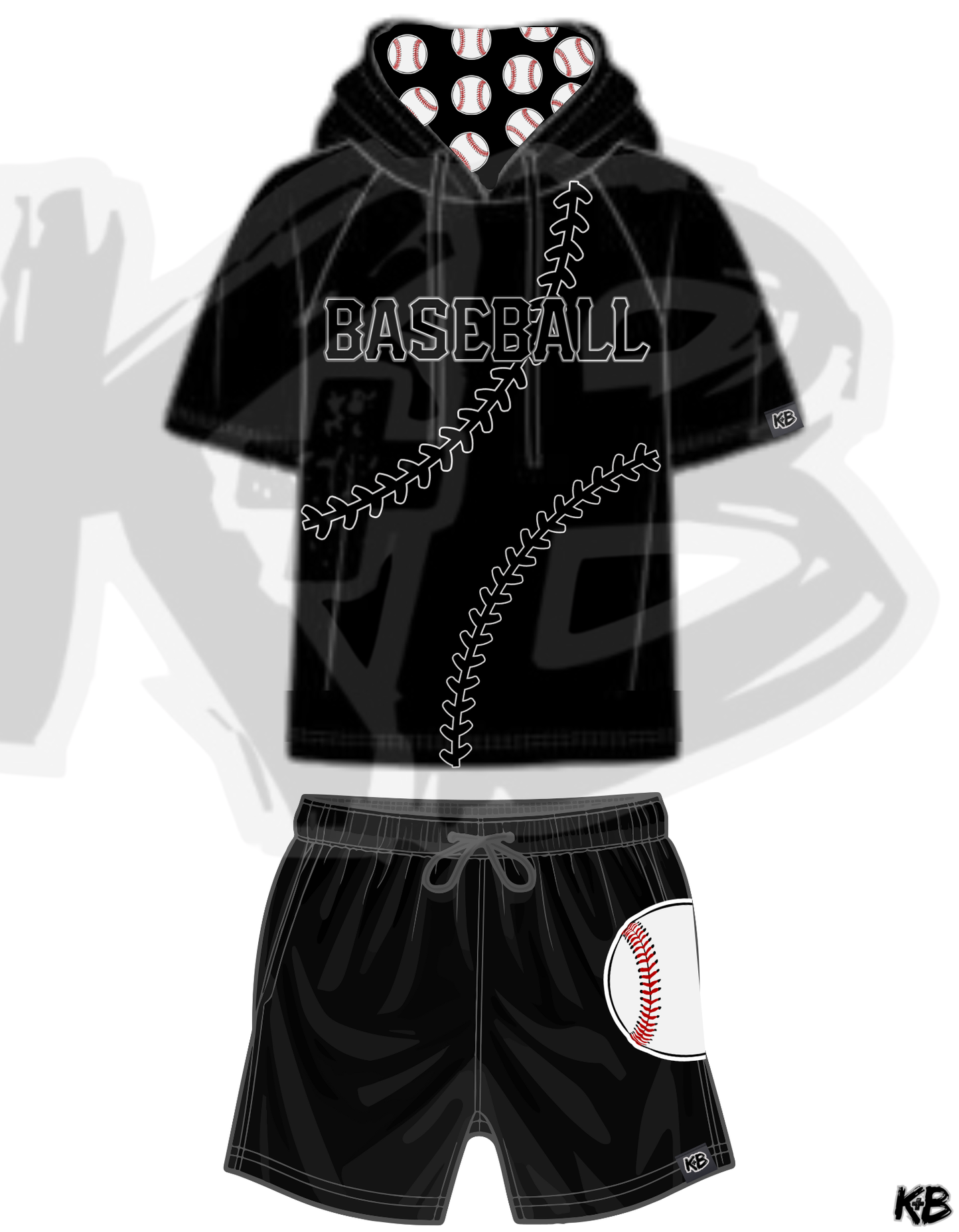 KB Hooded Baseball Tshirt + Shorts Set
