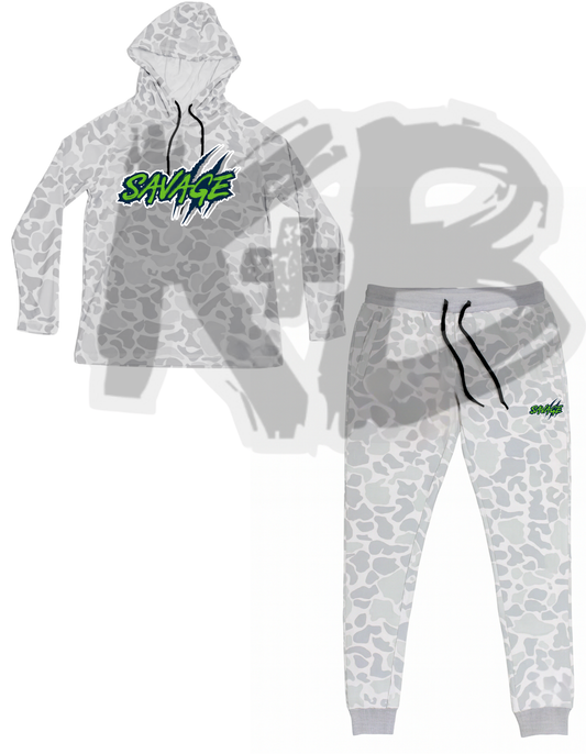 Savage Hoodie/Jogger Set white camo