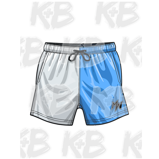 MW shorts camo 1/2 white 1/2 blue