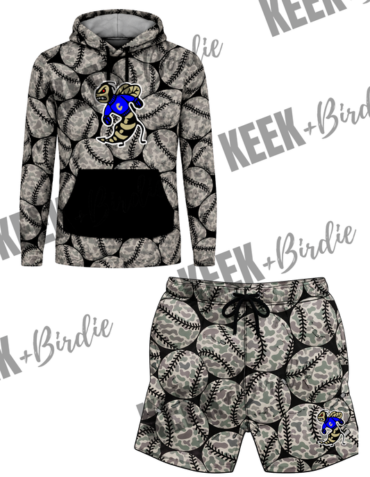 CY camo baseball hooded shirt set
