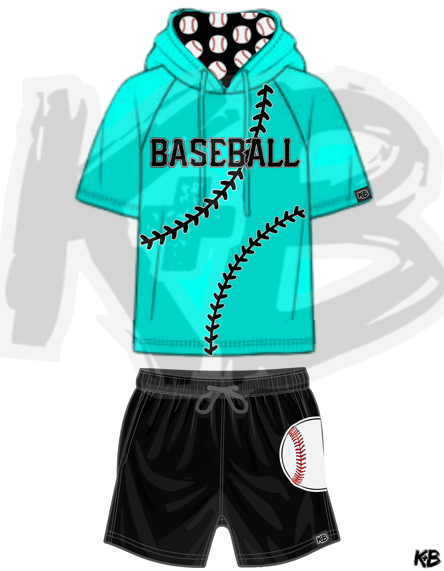 KB Hooded Baseball Tshirt + Shorts Set
