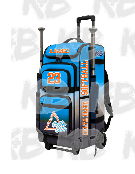DE Bat bag w/trolley wheels