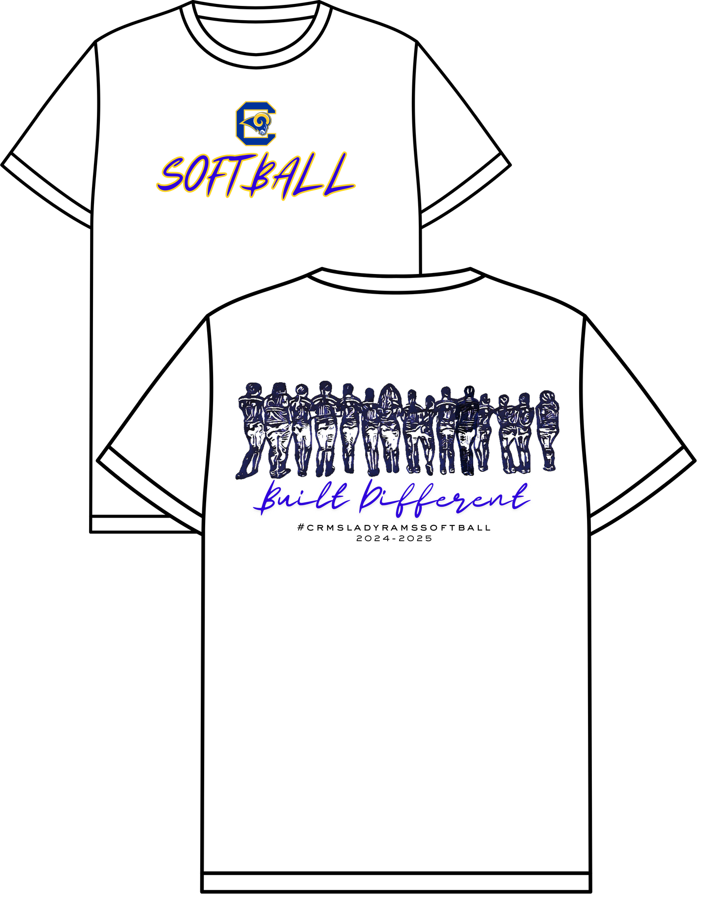 CRMS- Softball Front/Built Different Back