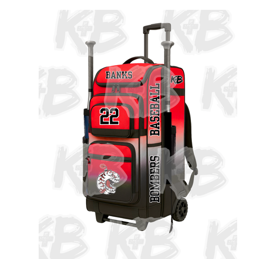 OB bat bag with trolley wheels