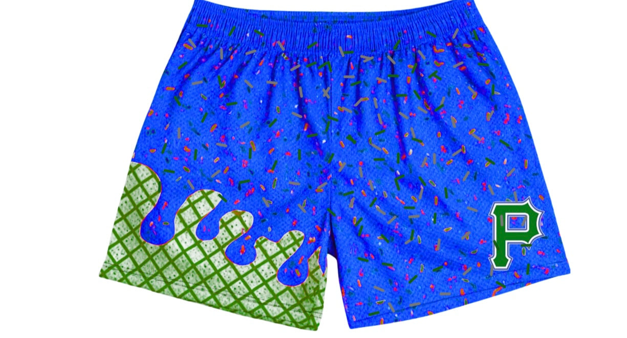 PP Ice Cream Drip blue/green Waffle shorts