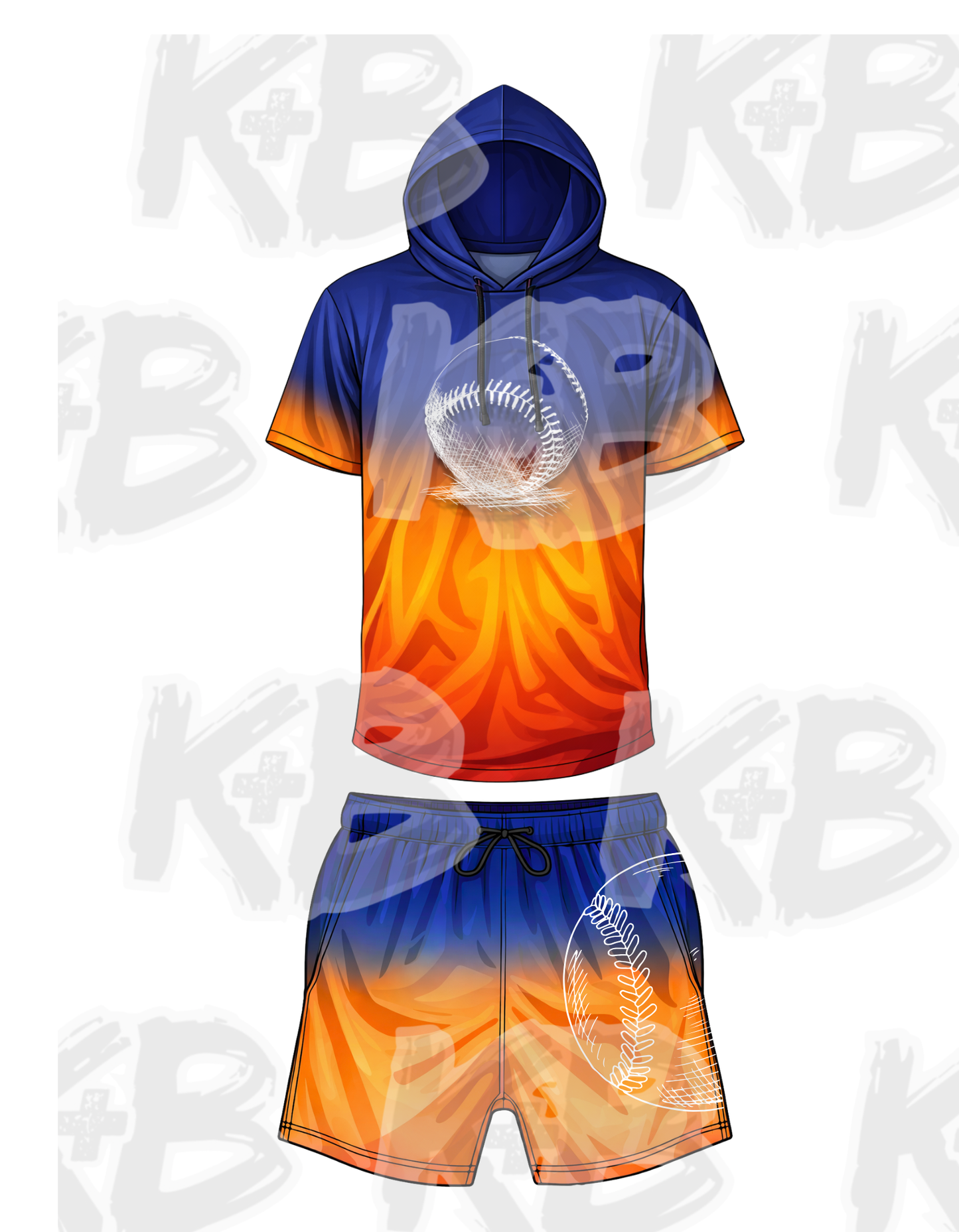 KB Ombre Collection Set Baseball Sketch Navy/Orange