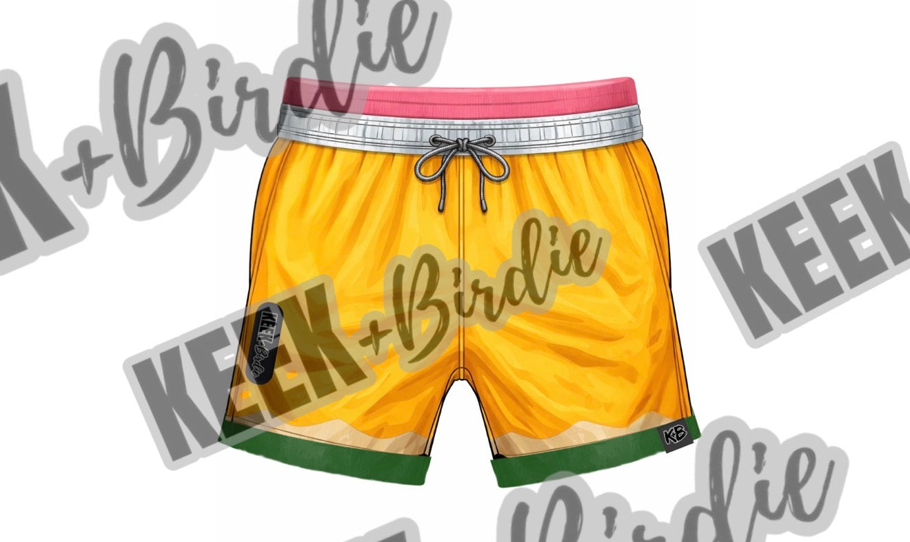 KB Yellow/Silver Pencil Shorts green bottom