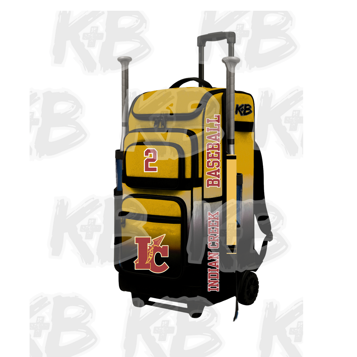 IC bat bag with trolley wheels