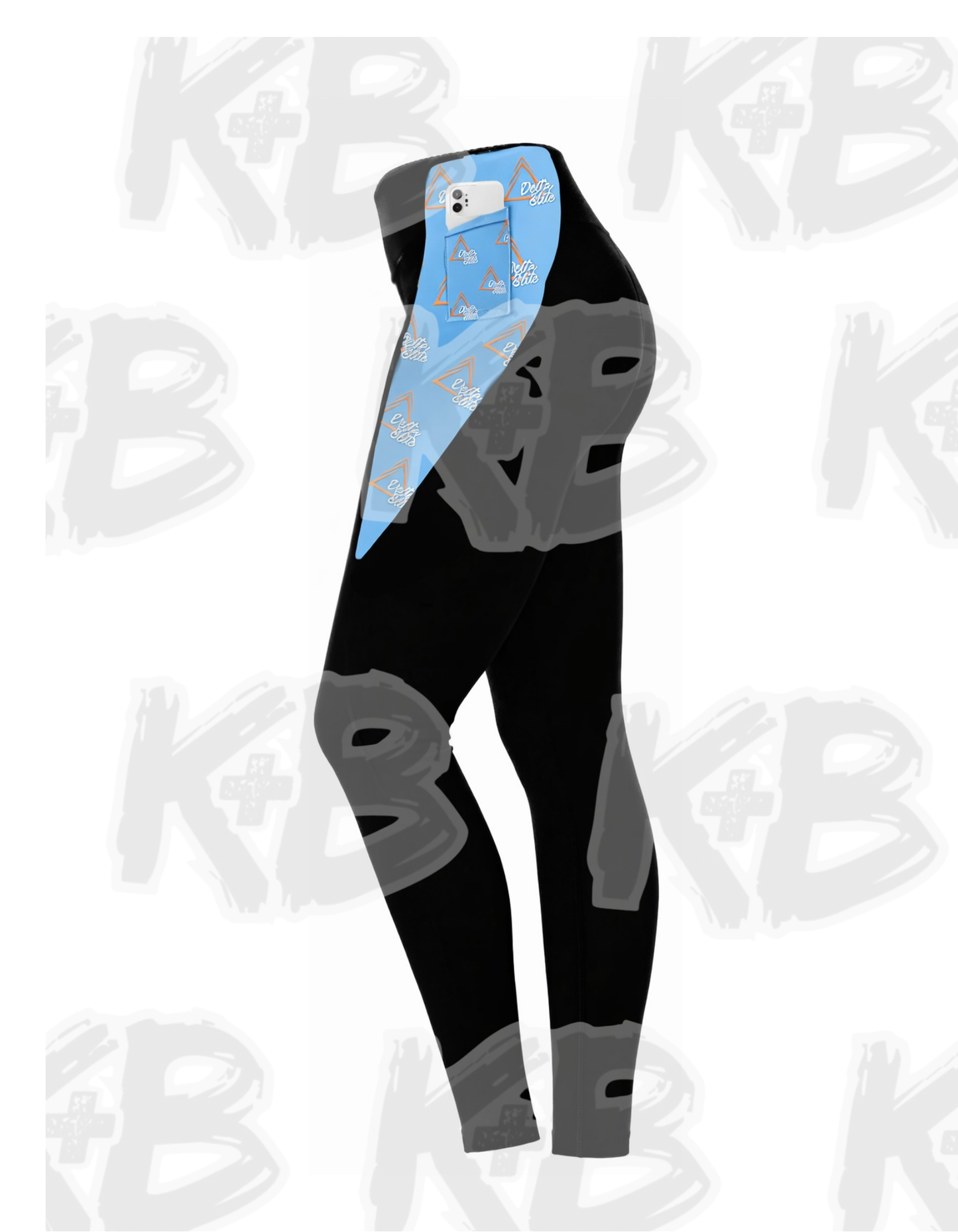 DE leggings black/Columbia blue