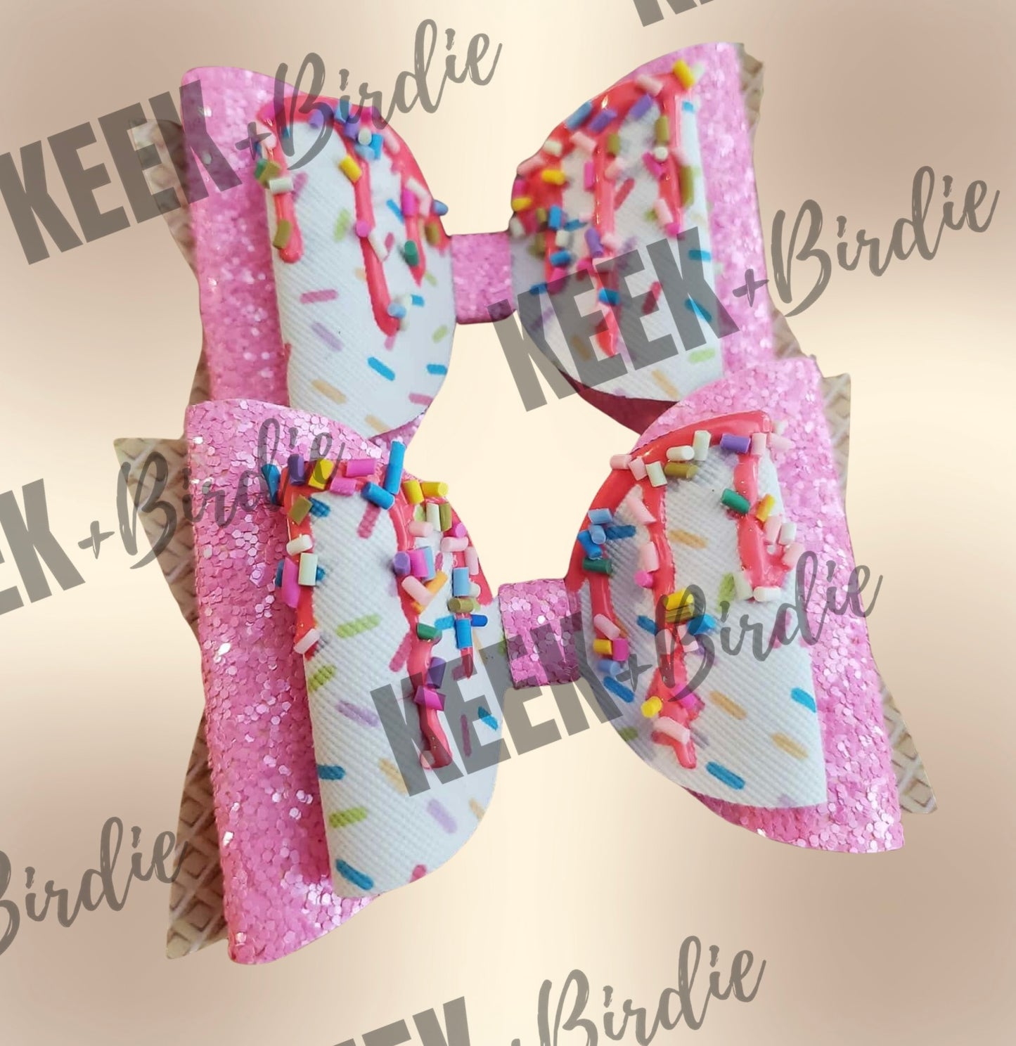 Drippy Handmade Sport Ball Bows w/ added waffle cone