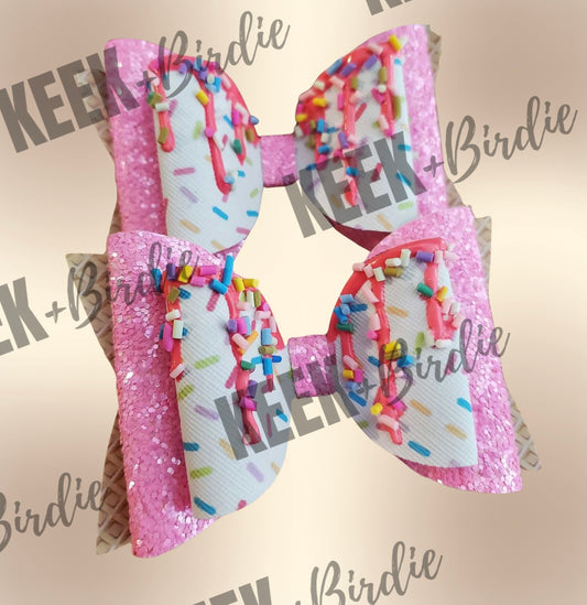 Drippy Handmade Sport Ball Bows w/ added waffle cone