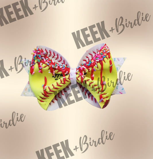 Drippy Handmade Sport Ball Bows w/ added sprinkle cone