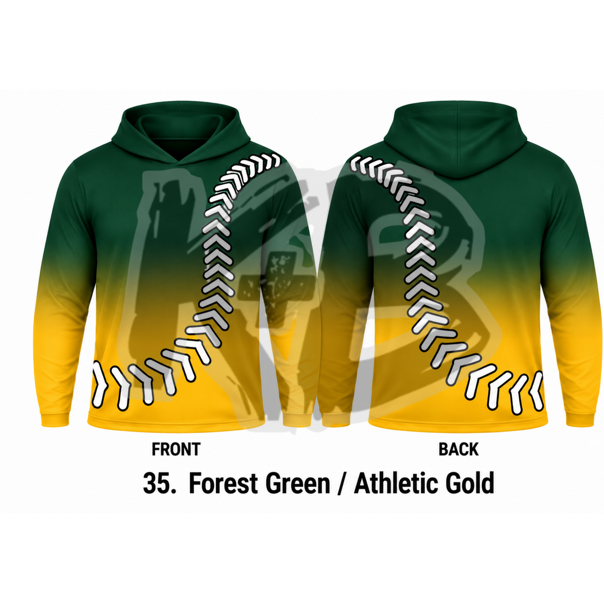 KB ombre baseball seams LS hooded pullover