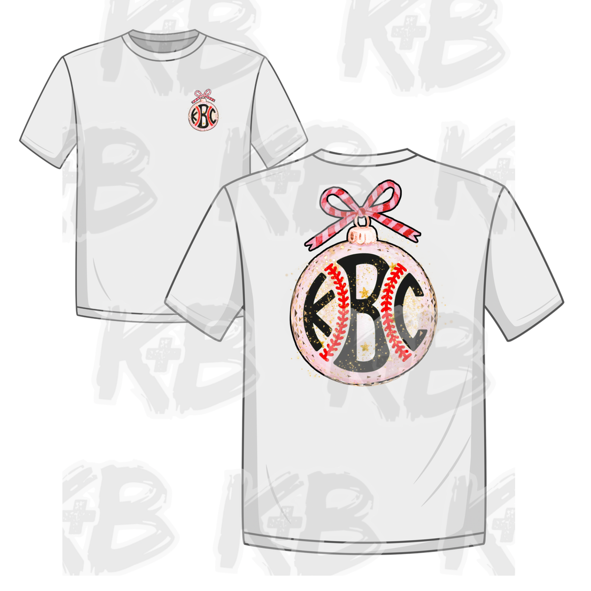 KB shirt-monogram baseball ornament