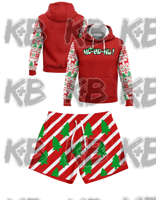 Christmas Sleeve Ho Ho Ho hoodie+candy cane Christmas trees