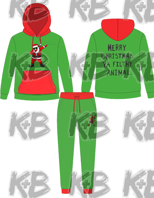 Christmas Hoodie/Jogger Set-Merry Christmas Ya Filthy Animal