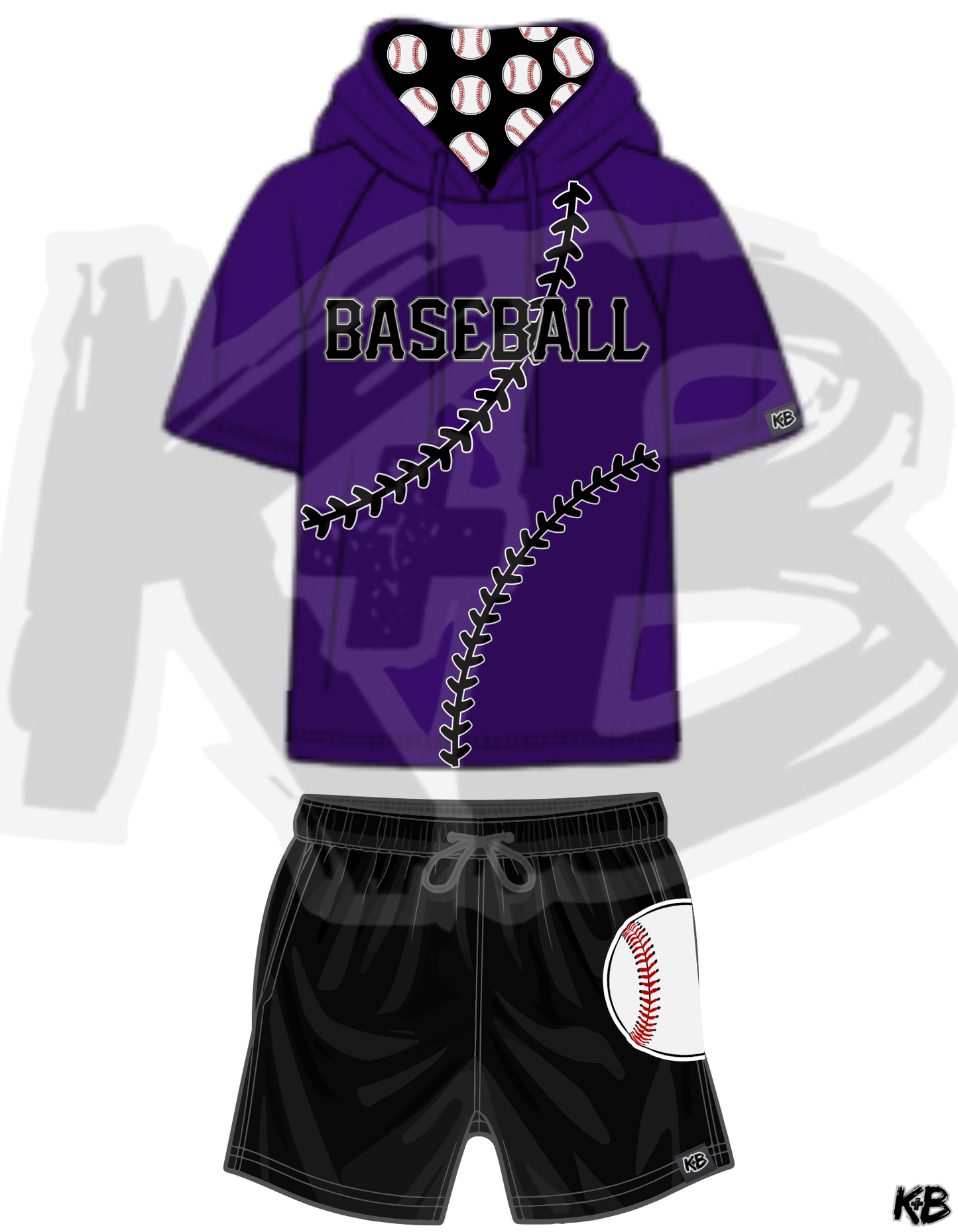 KB Hooded Baseball Tshirt + Shorts Set