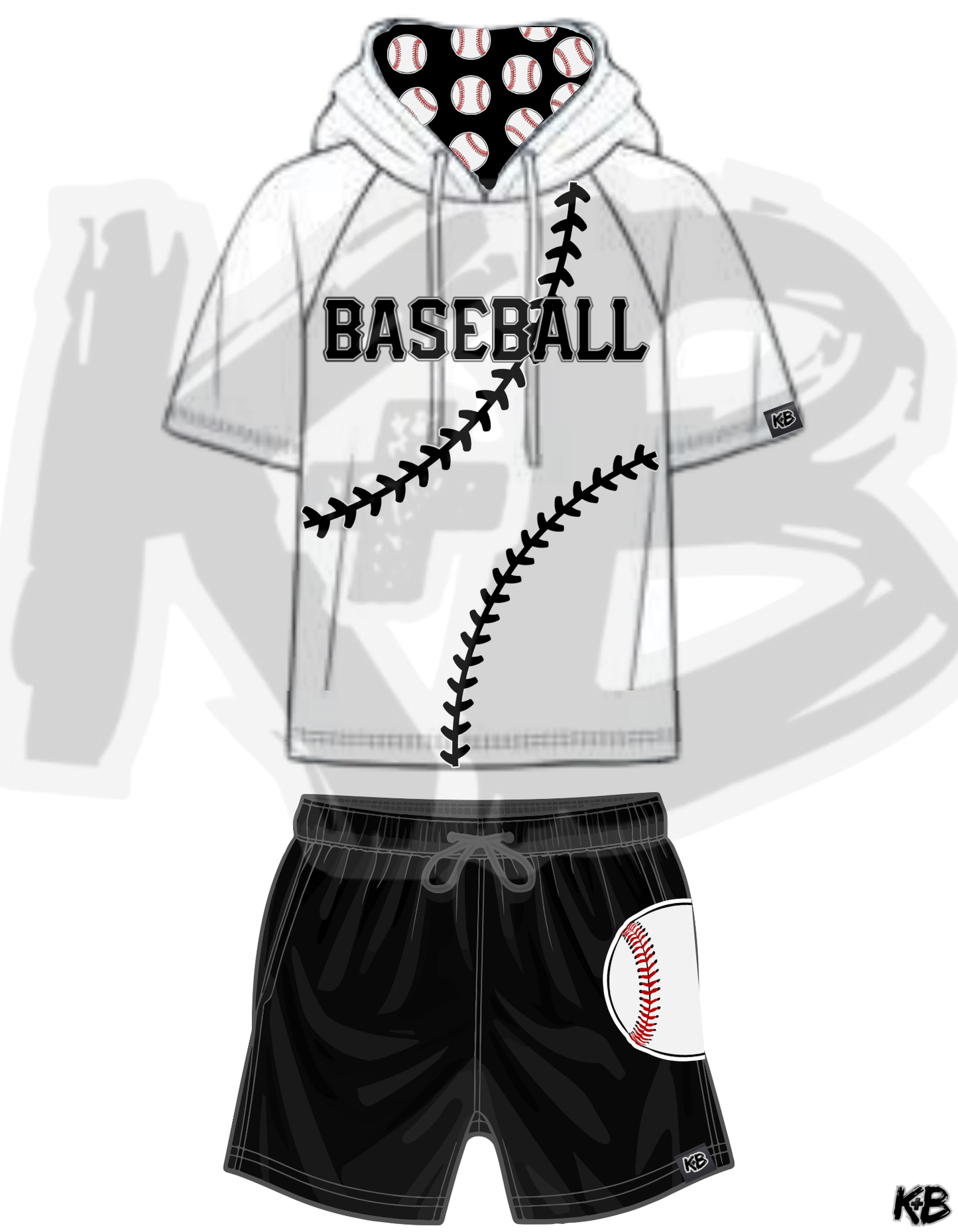 KB Hooded Baseball Tshirt + Shorts Set