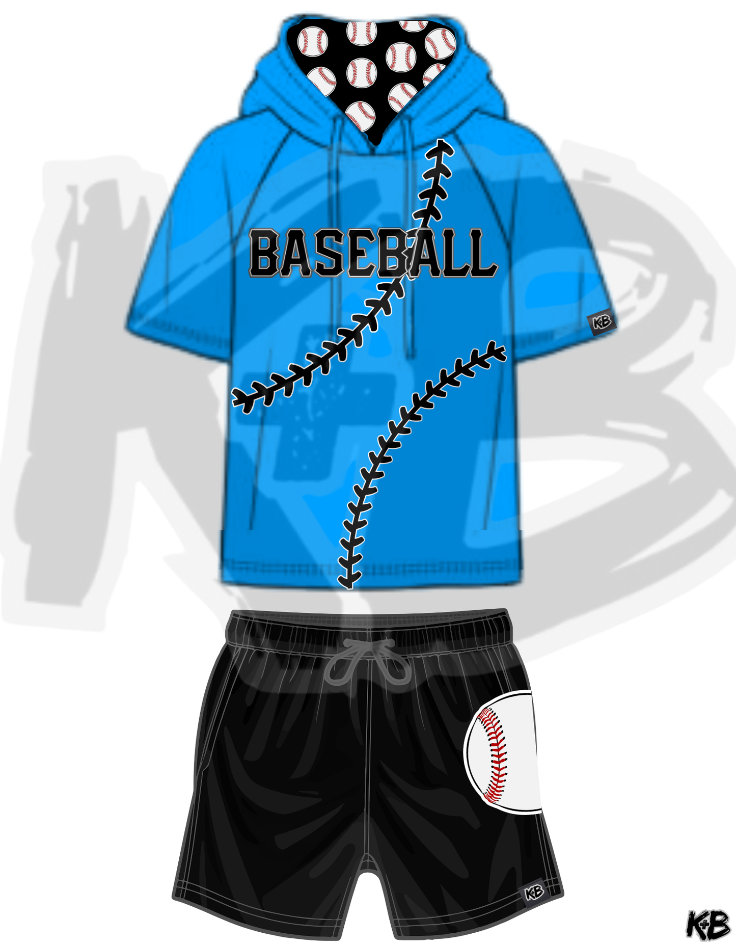 KB Hooded Baseball Tshirt + Shorts Set