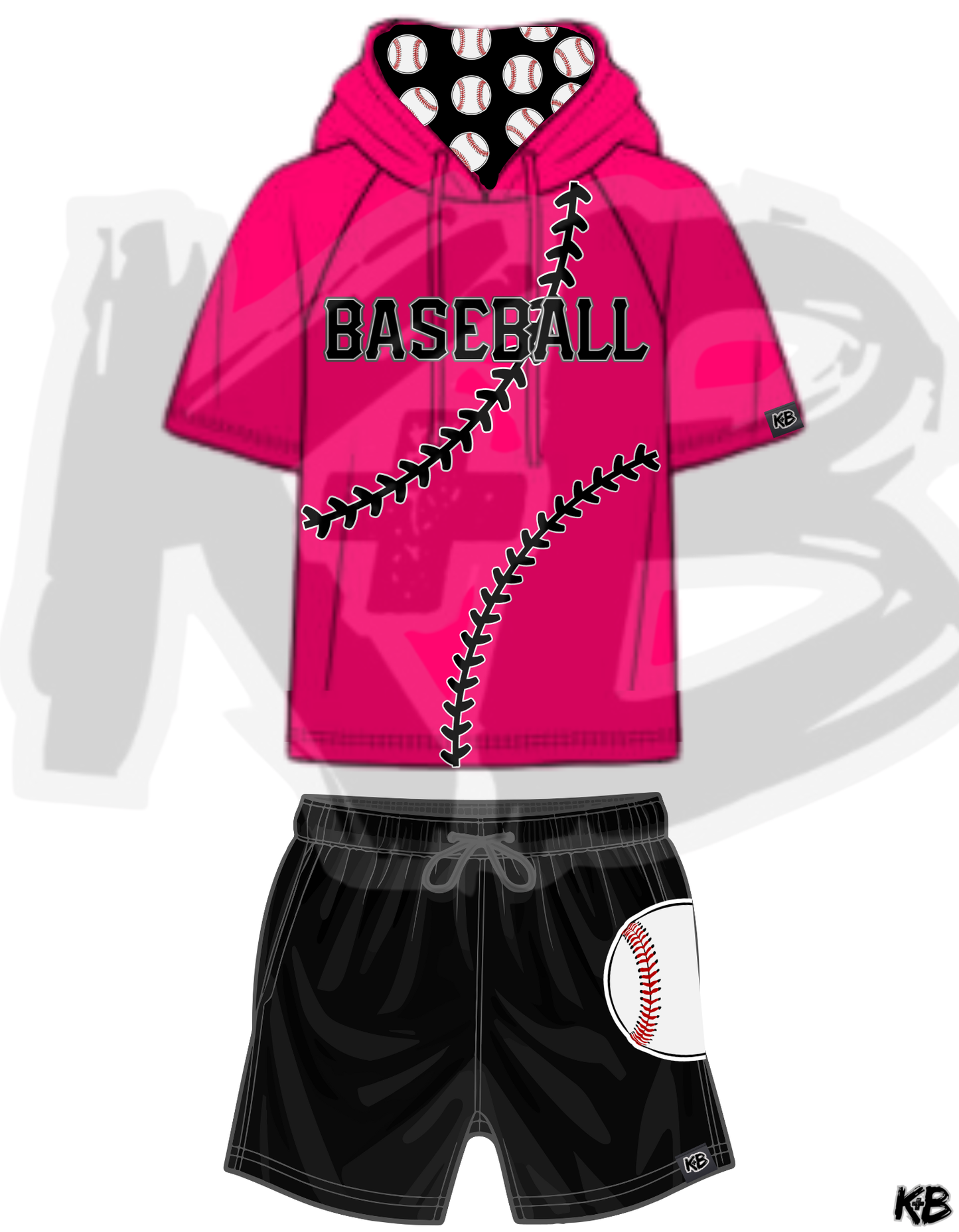 KB Hooded Baseball Tshirt + Shorts Set