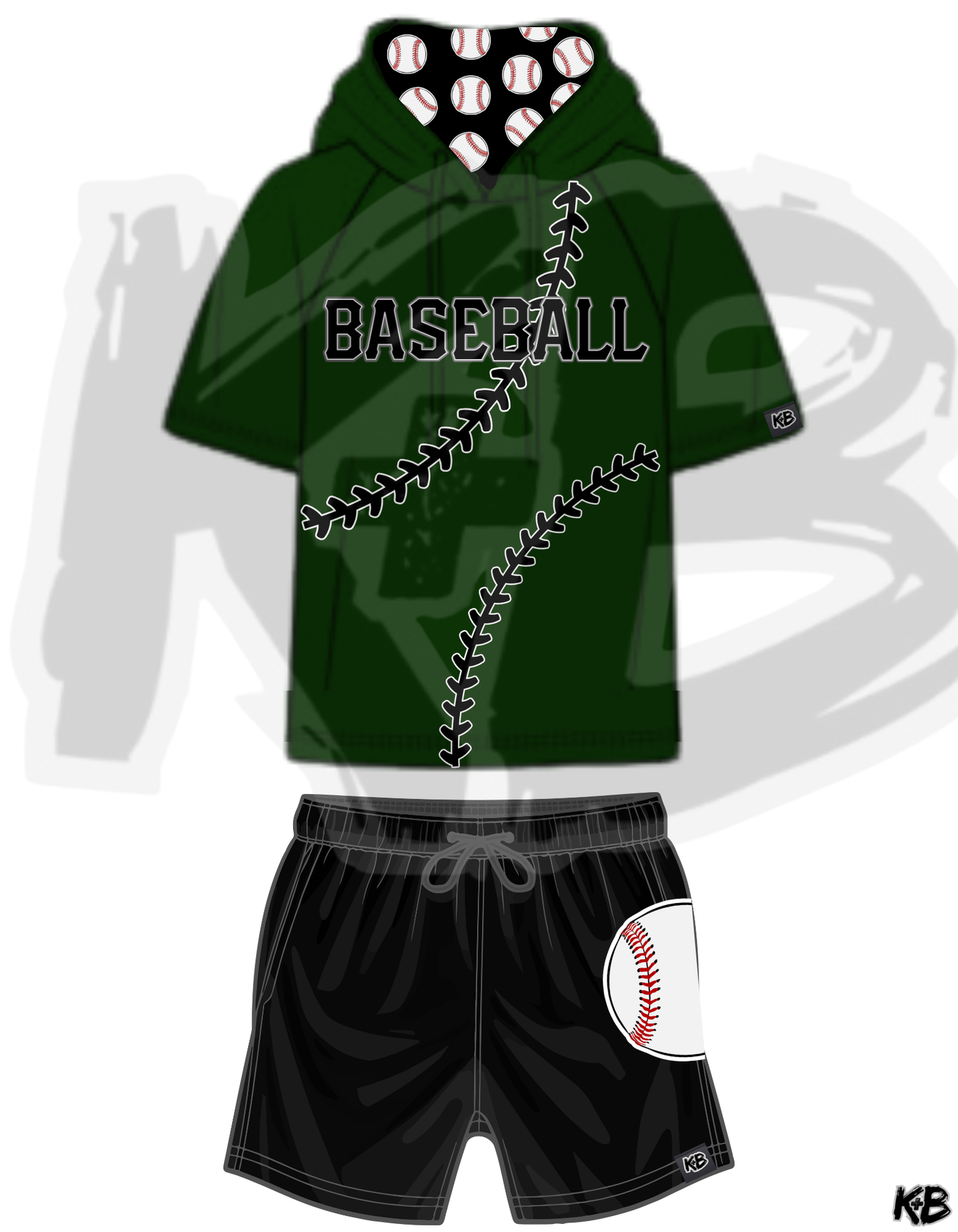 KB Hooded Baseball Tshirt + Shorts Set