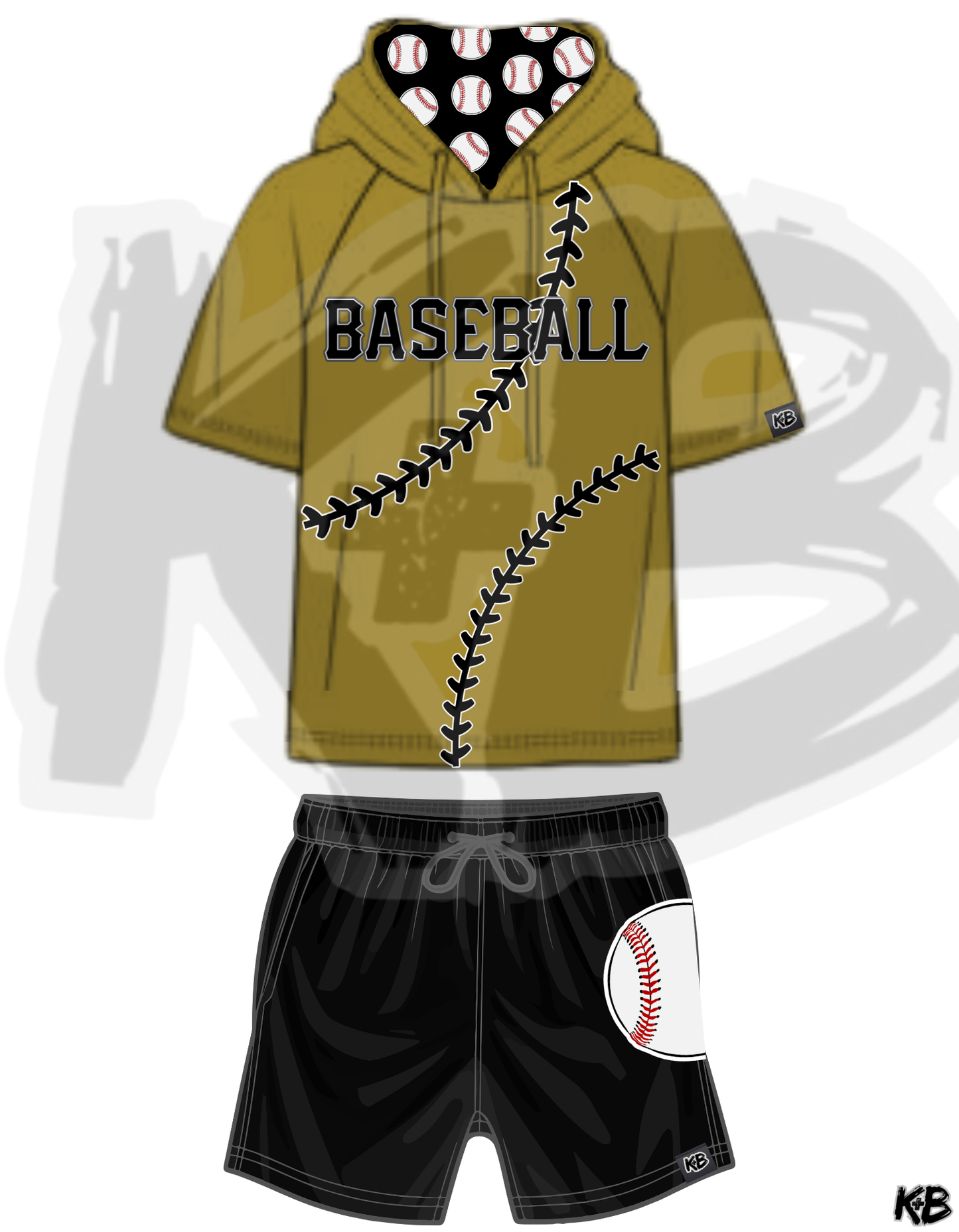 KB Hooded Baseball Tshirt + Shorts Set