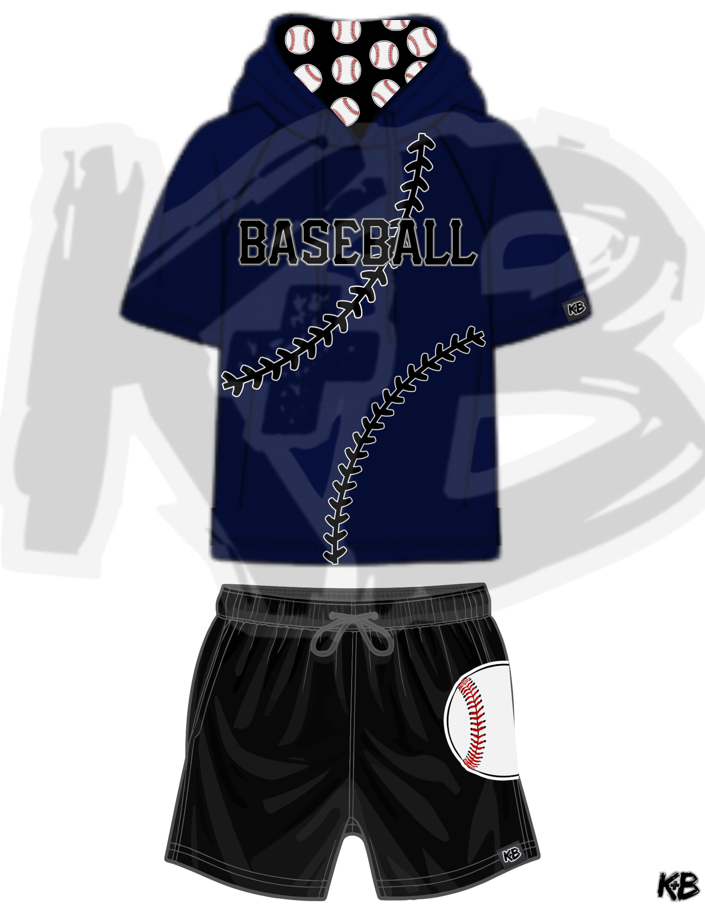 KB Hooded Baseball Tshirt + Shorts Set