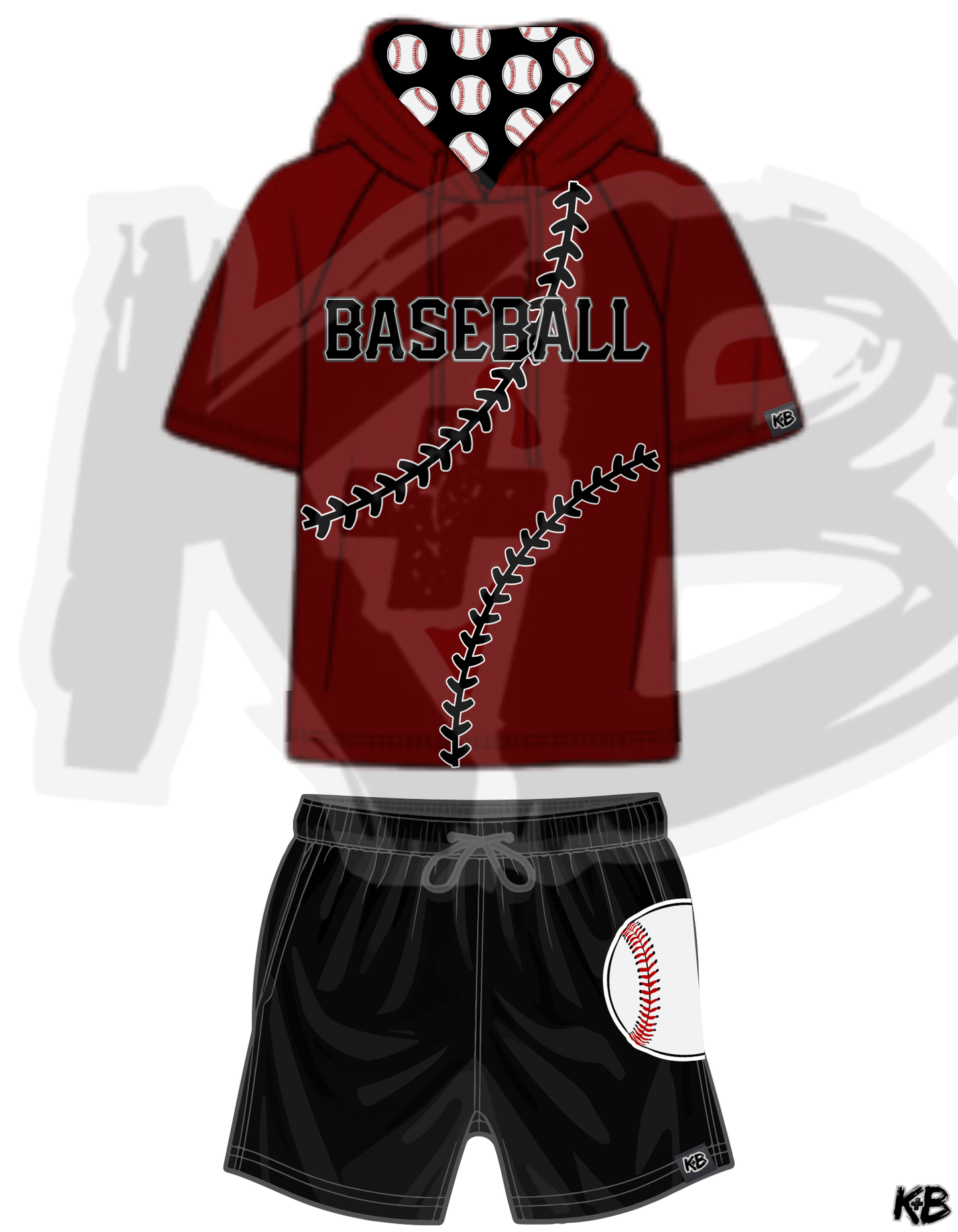 KB Hooded Baseball Tshirt + Shorts Set