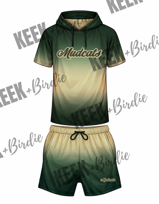 Mudcats Custom Ombre SS Hooded Shirt/Shorts Set