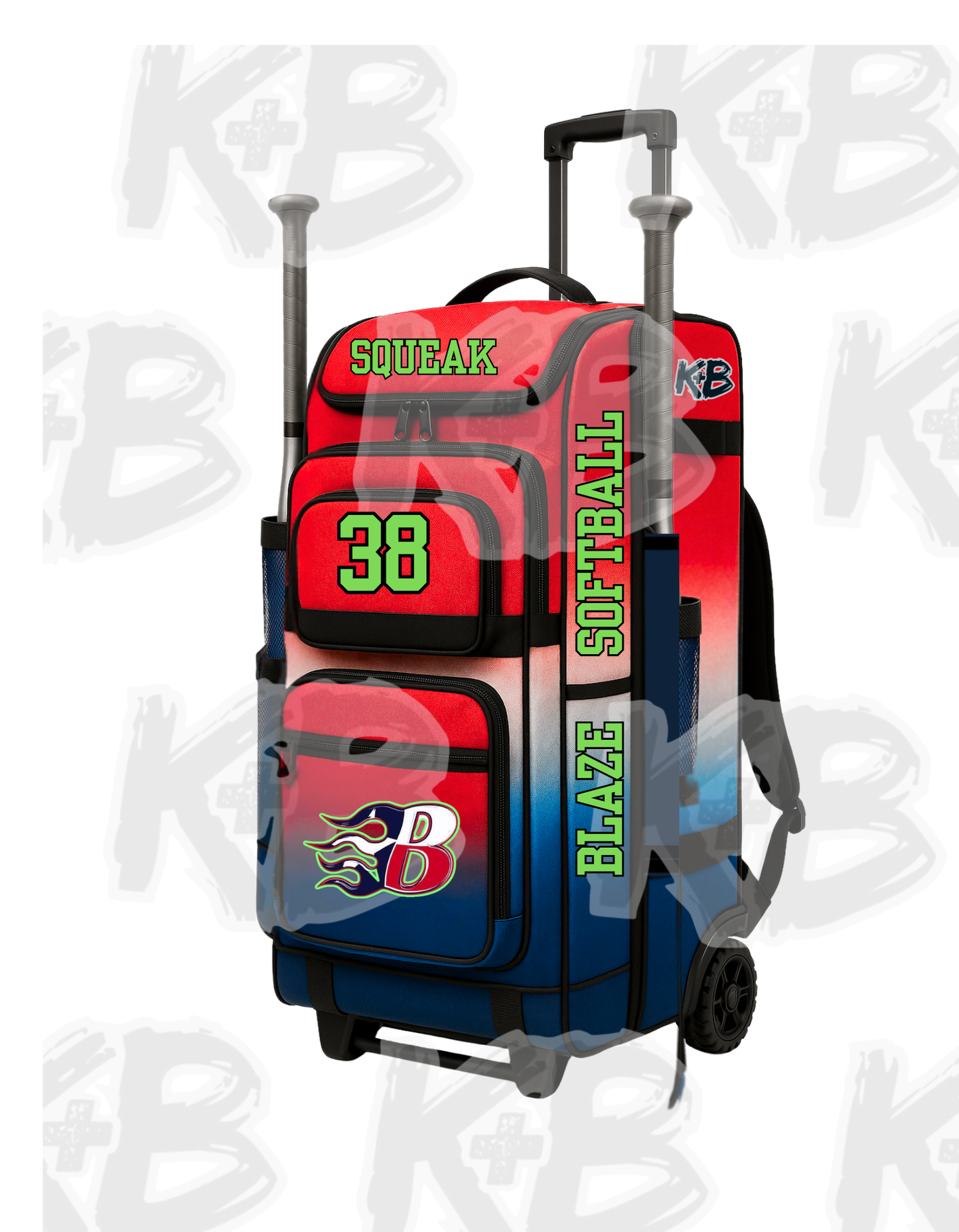 Blaze bat bag w/trolley wheels
